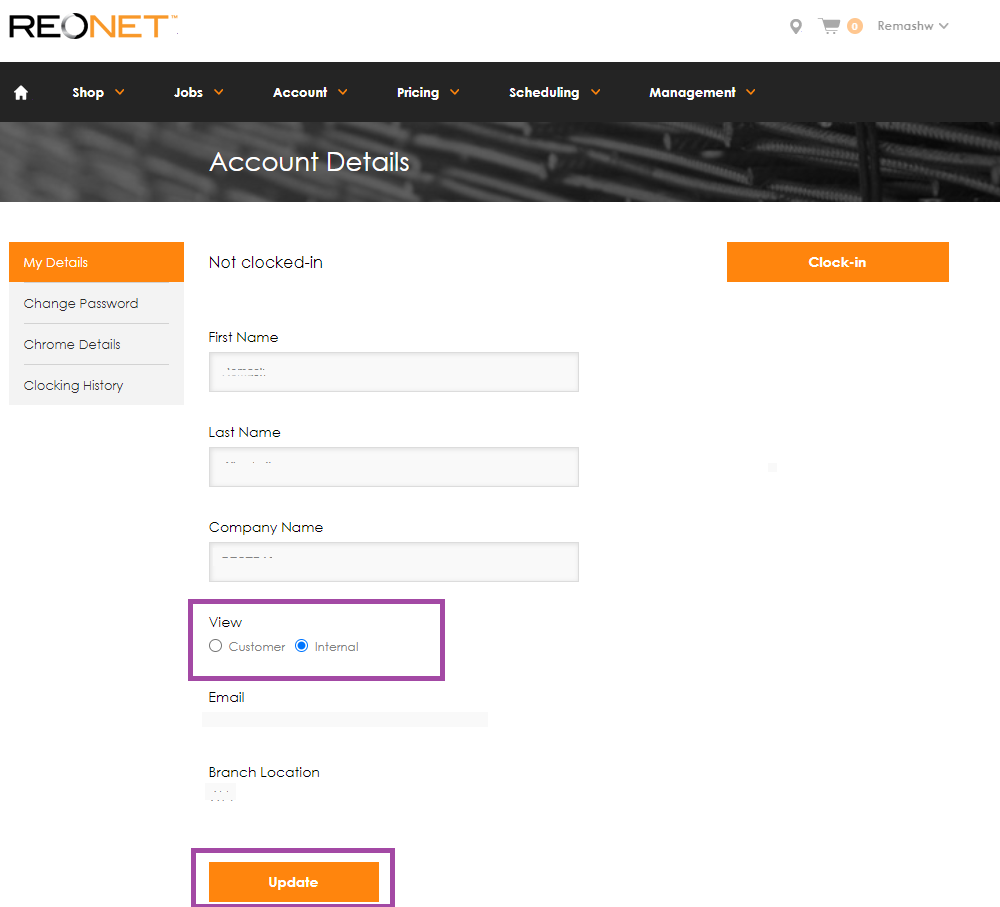 Change between Customer and Internal View – Bitberry